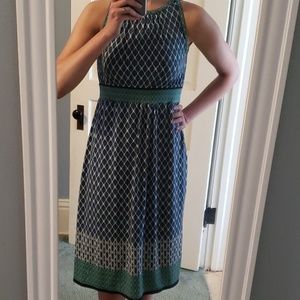 Patterned sun dress, max studio, OS navy& white